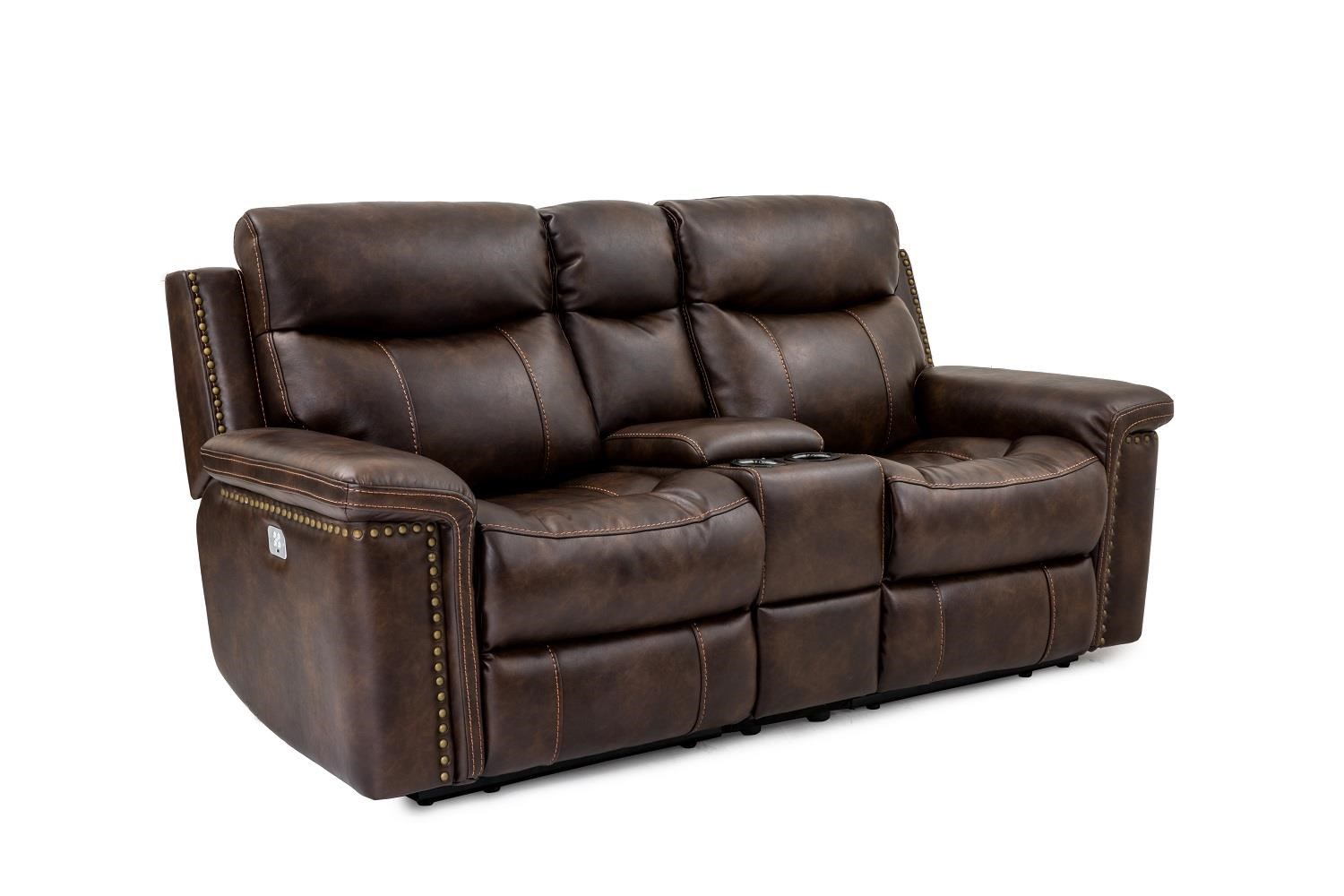 Cheers Sofa Phoenix XW5258HMLS Leather Power Reclining Console