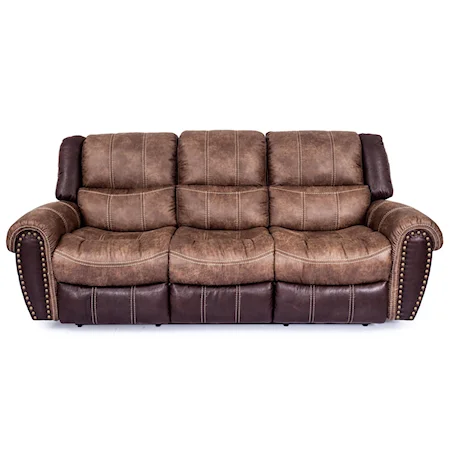 Casual Reclining Sofa with Nailhead Trim