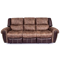 Casual Reclining Sofa with Nailhead Trim