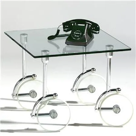 Contemporary Glass Caster Lamp Table