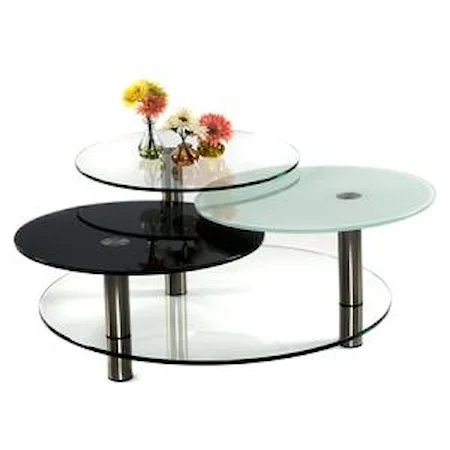 Three Tier Swivel Glass Cocktail Table