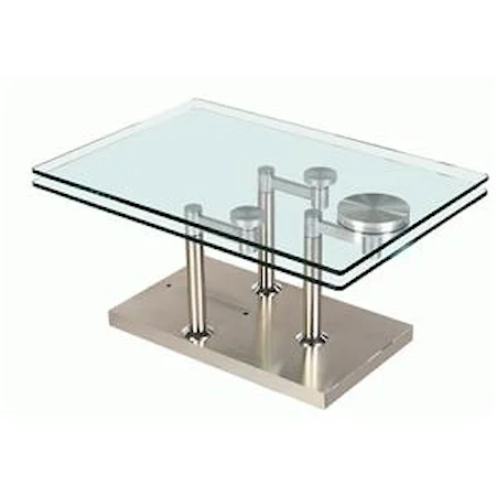 Modern Rectangular Glass & Stainless Steel Motion Table