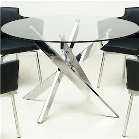 Chrome Cross Leg Table with Glass Top
