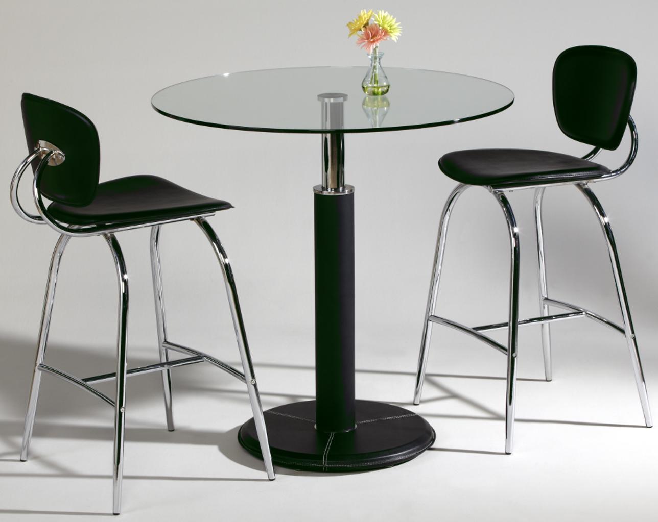 Chintaly Imports Gladys GLADYSPUBB+M+T Round Glass Top Pub Table with