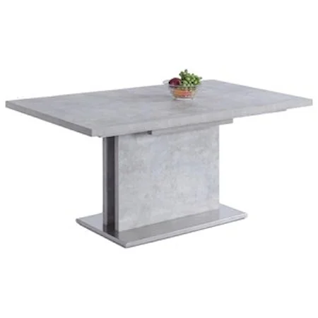 Rectangular Dining Table with Stainless Steel Base and Butterfly Leaf