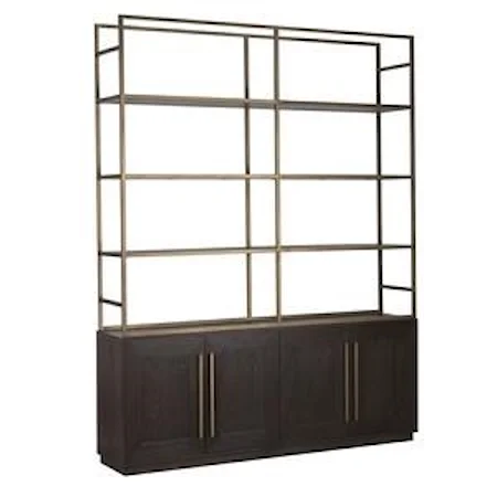 4 Door Solid Oak Base Brass-Finish Iron Hardware Bookcase