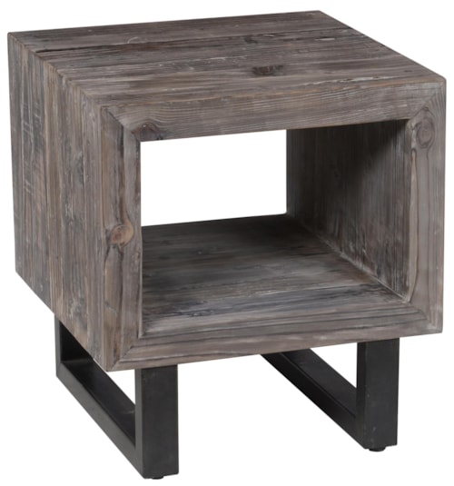 End Table with Black Metal Base