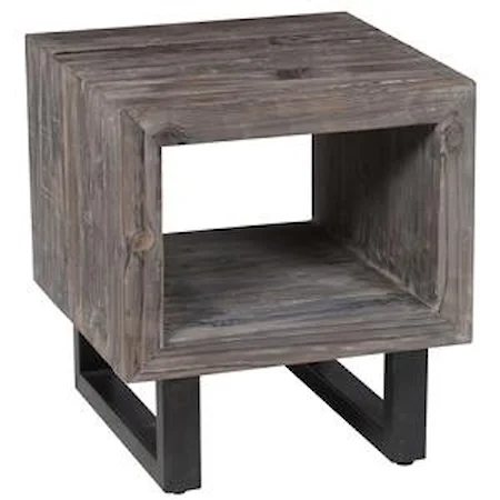 End Table with Black Metal Base