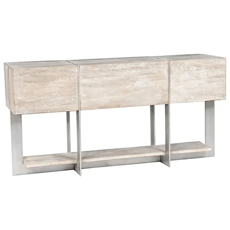 Mango Wood Rectangular Sofa Table with Iron Base