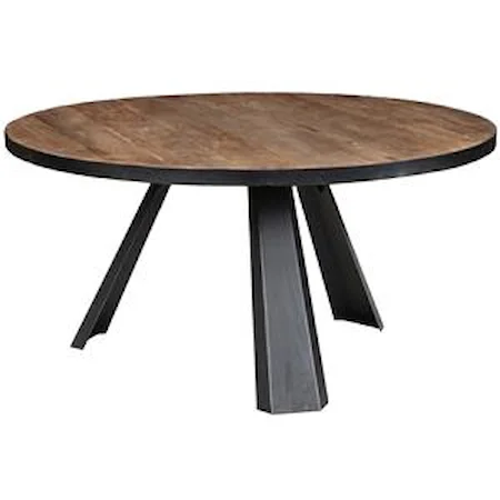 Round Dining Table with Iron Splayed Legs