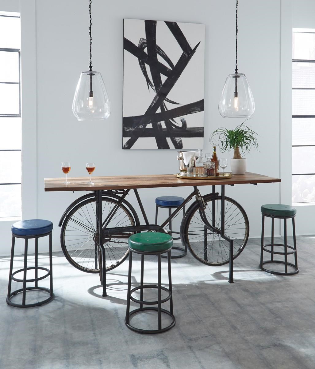 Classic Home Jaden G53003827 Dark Blue Mixed Media Counter Stool