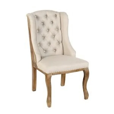 Linen with Button Tufted Wingback Chair