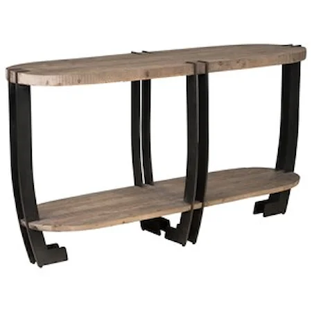 Transitional Pine Wood Sofa Table with Iron Base