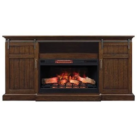 Barn Door Fireplace Media Mantel