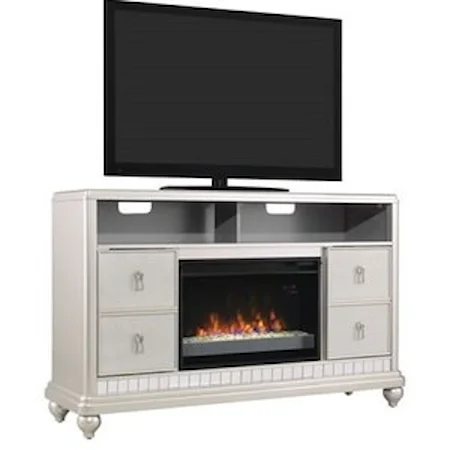Metallic Finished TV Stand with 26" Electric Fireplace Insert
