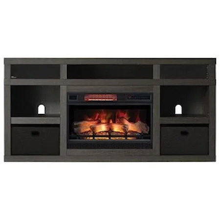 Media Mantel Fireplace with Speakers