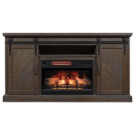 Barn Door Media Mantel with 26" Fireplace Insert