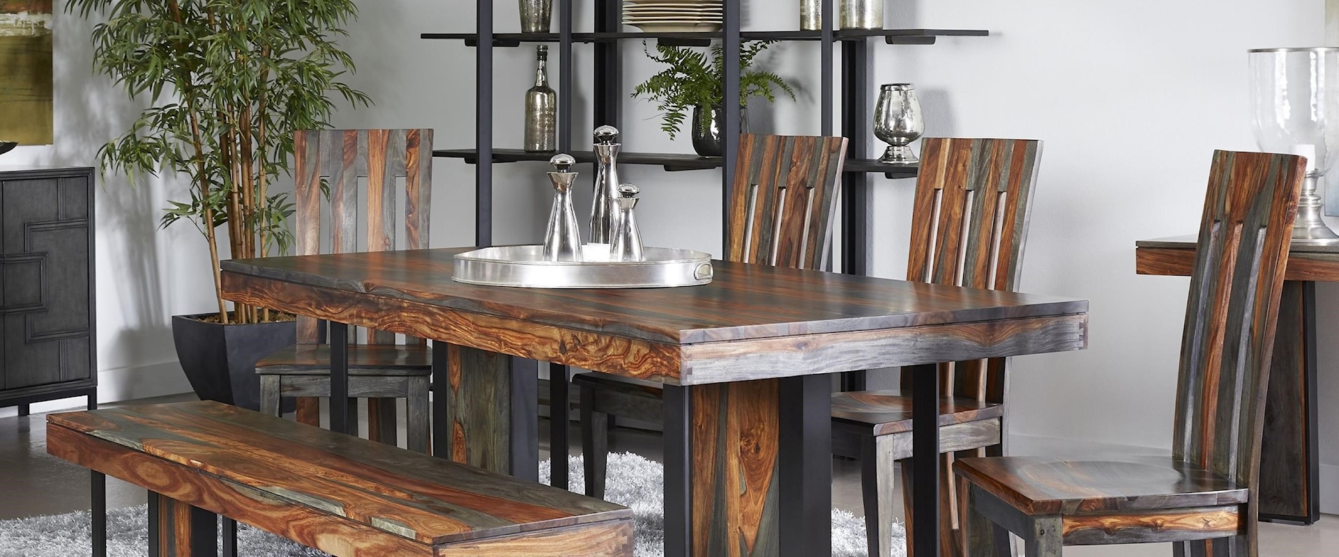 Rustic Table and Chair Set with Bench