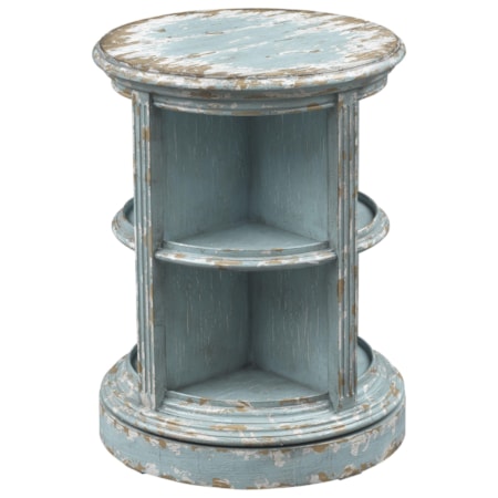 Cottage Swivel Accent Table with 8 Exterior Compartments