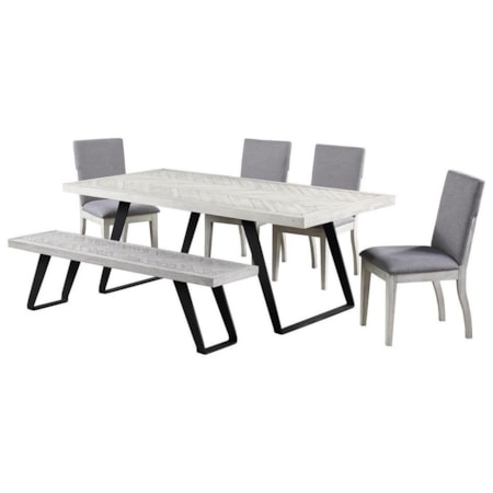 6-Piece Table and Chair Set with Bench