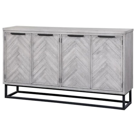 Contemporary Four Door Media Credenza