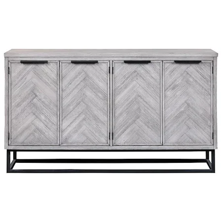 Herringbone Four Door Media Credenza