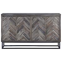 Herringbone Four Door Media Credenza