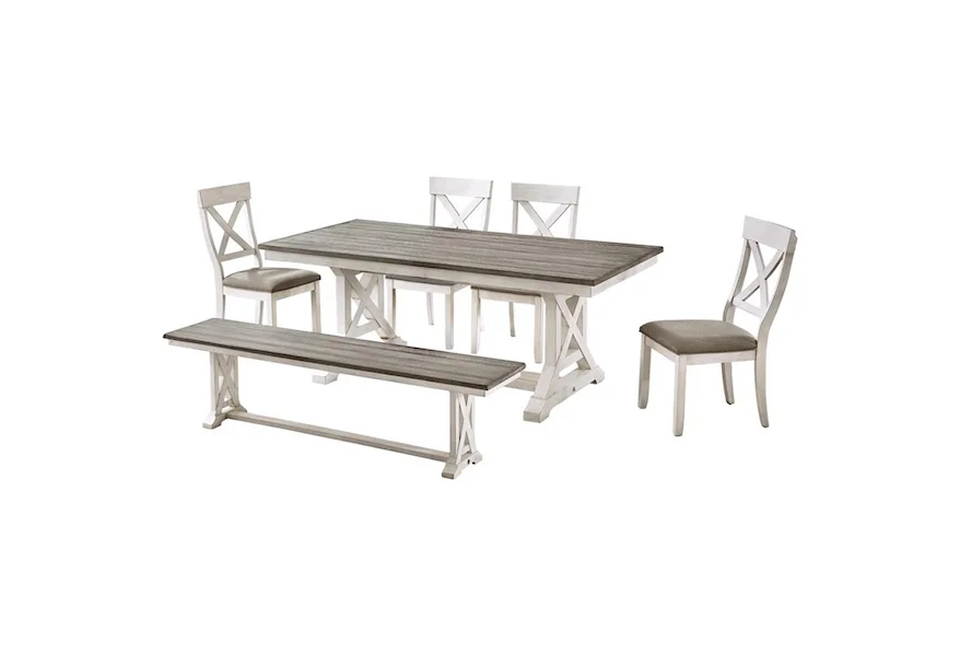 Bar Harbor II 6-Piece Table and Chair Set with Bench by C2C at Walker's Furniture