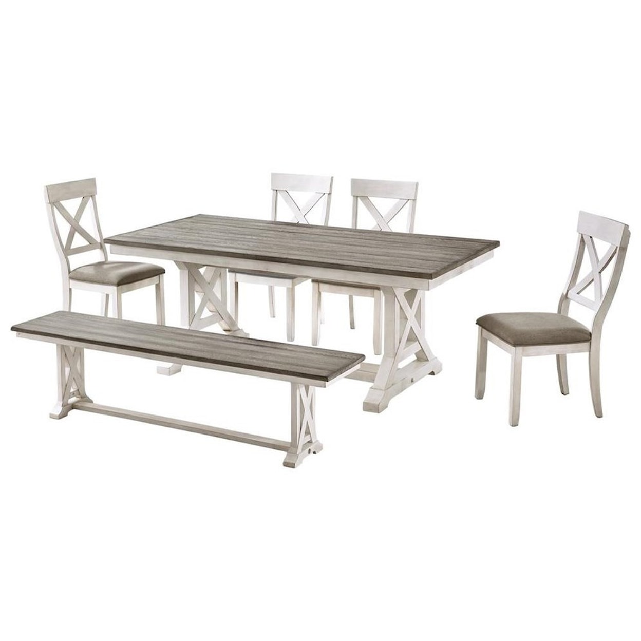 Carolina Accent Bar Harbor II 6-Piece Table and Chair Set with Bench