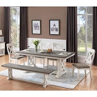 6-Piece Table and Chair Set with Bench