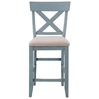 Farmhouse Counter-Height Dining Chair with Upholstered Seat