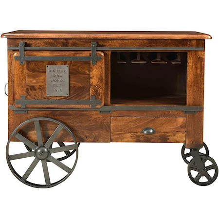 2-Door 1-Drawer Wine Cart