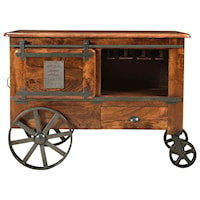 Rustic 2-Door 1-Drawer Wine Cart