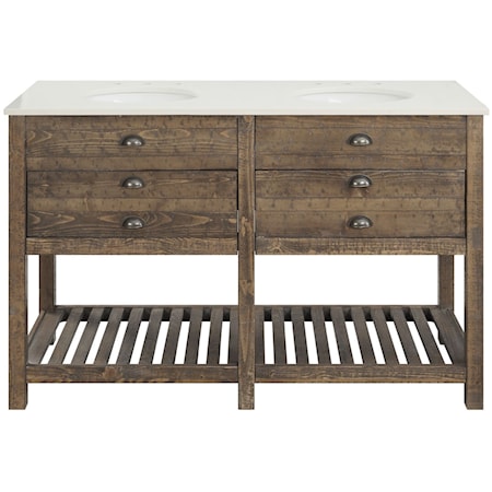 Rustic 2-Drawer Double Vanity Sink