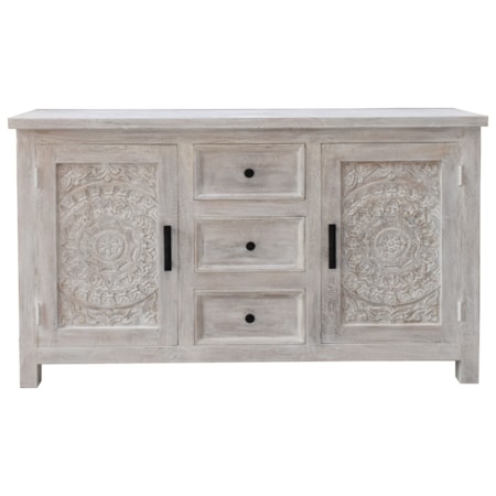 Transitional 2-Door, 3-Drawer Credenza