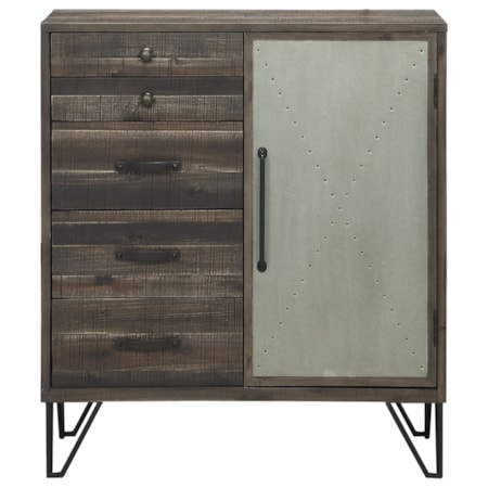 Industrial One Door Five Drawer Cabinet