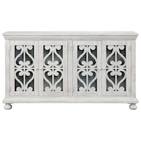 Traditional Four Door TV Stand with White Finish