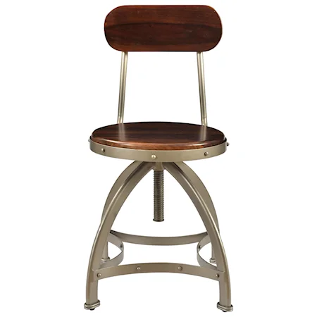 Industrial Barstool with Adjustable Height and Rivet Detailing