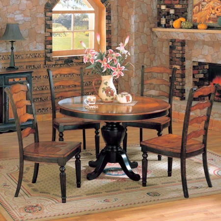 Round Pedestal Table w/ 4 Chairs