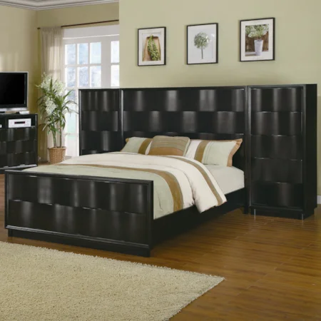 Contemporary King Bed with Storage Piers