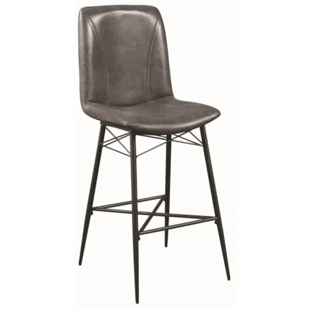 Industrial Bar Stool in Grey Leatherette