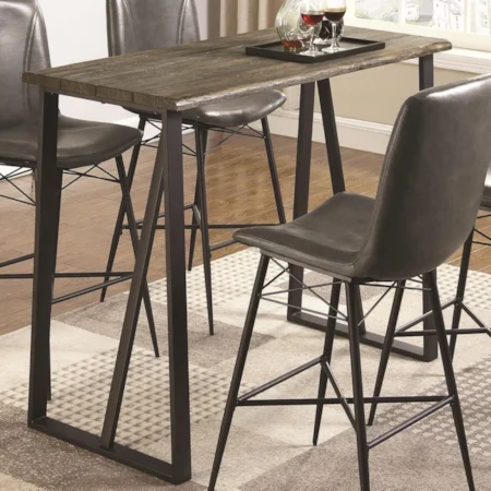 Industrial Wood and Metal Bar Height Table