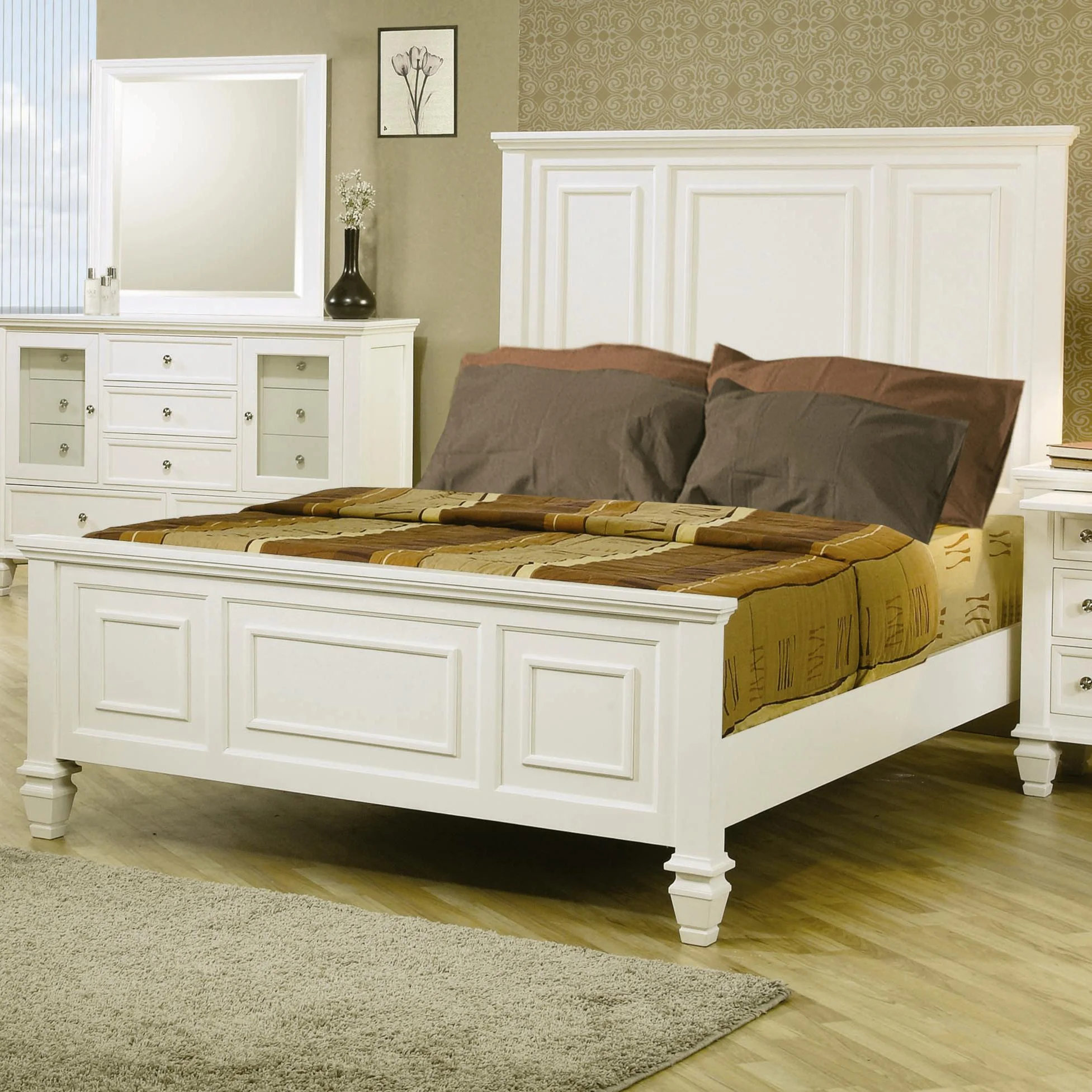 Coaster Sandy Beach 201301q Classic Queen High Headboard Bed Value City Furniture Panel Beds