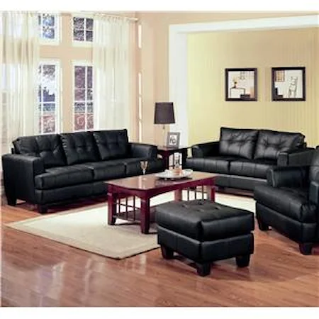 2 Piece Black Bonded Leather Loveseat and Sofa Group