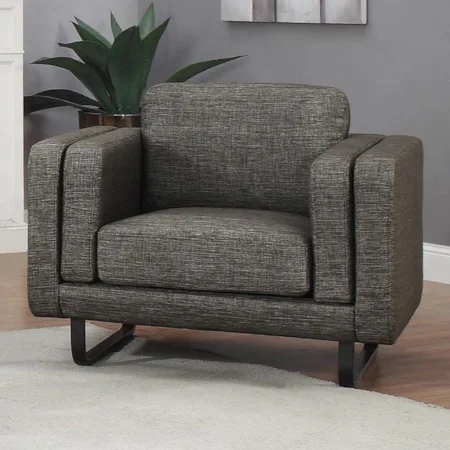 Contemporary Upholstered Chair with Double Cushioned Shelter Arms
