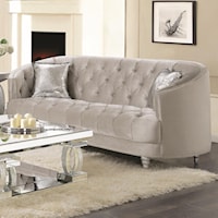 Traditional Glam Sofa with Deep Rhinestone Tufting