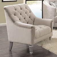 Traditional Glam Upholstered Chair with Deep Rhinestone Tufting