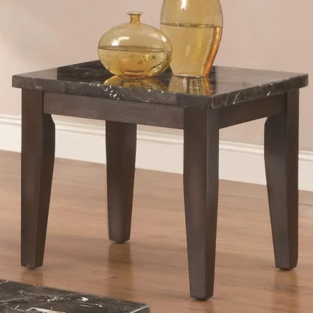 Casual Marble Topped End Table