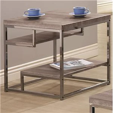 2 Shelf End Table with Chrome Frame