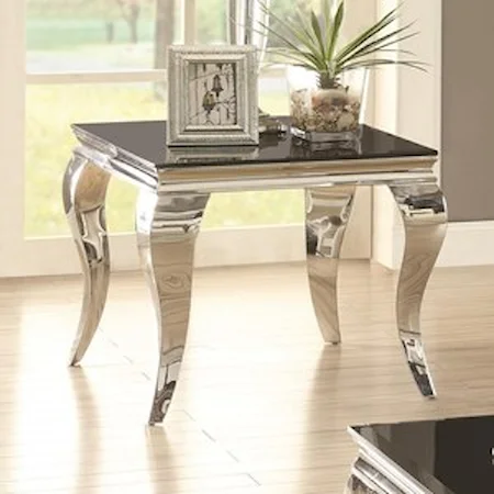 Glam End Table with Queen Anne Legs
